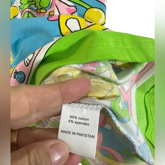 Barbara Gerwitt by Tabitha Blue Pink Green Sea Scene Slit Neck Shift Dress - Picture 8 of 10